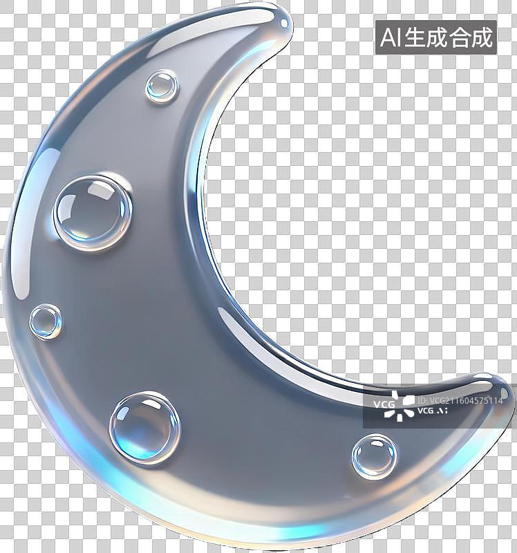 【AI数字艺术】透明月亮与水滴艺术图案图片素材