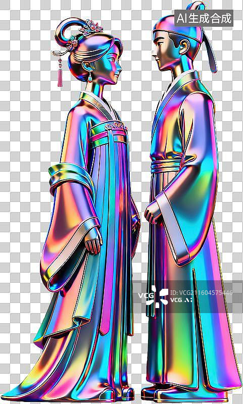 【AI数字艺术】古风人物立绘色彩斑斓图片素材