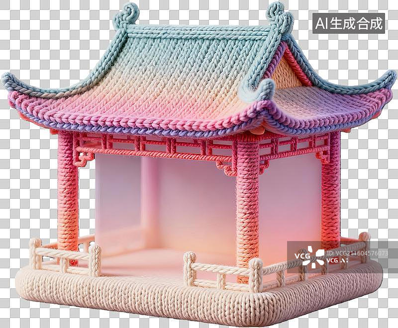 【AI数字艺术】色彩渐变编织亭子模型图片素材