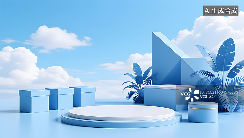 【AI数字艺术】电商产品展台的3D场景图片素材