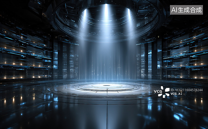 【AI数字艺术】未来科技圆形大厅图片素材
