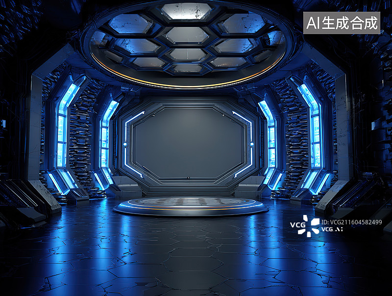 【AI数字艺术】科幻风格的未来科技舱室图片素材