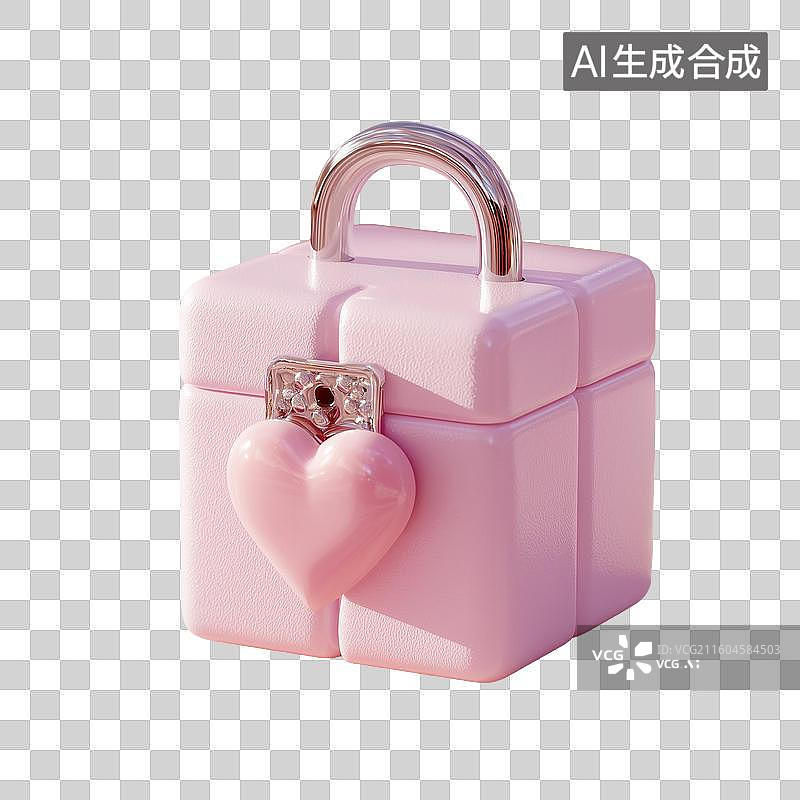 【AI数字艺术】粉色迷你礼盒3D图标图片素材