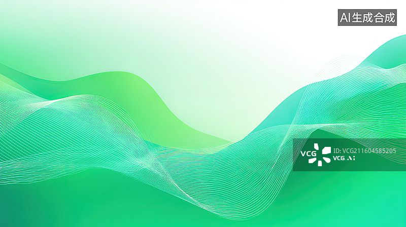 【AI数字艺术】绿色渐变波浪抽象背景图片素材