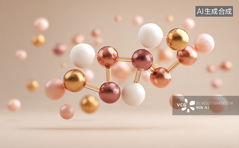 【AI数字艺术】分子结构三维模型展示图片素材