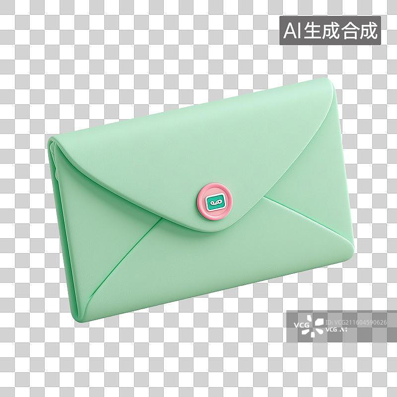【AI数字艺术】薄荷绿信封3D图标图片素材