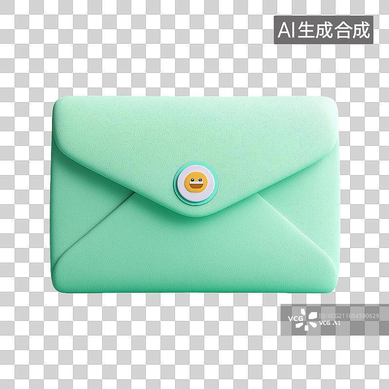 【AI数字艺术】薄荷绿信封3D图标图片素材