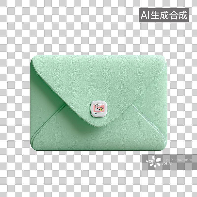 【AI数字艺术】薄荷绿信封3D图标图片素材