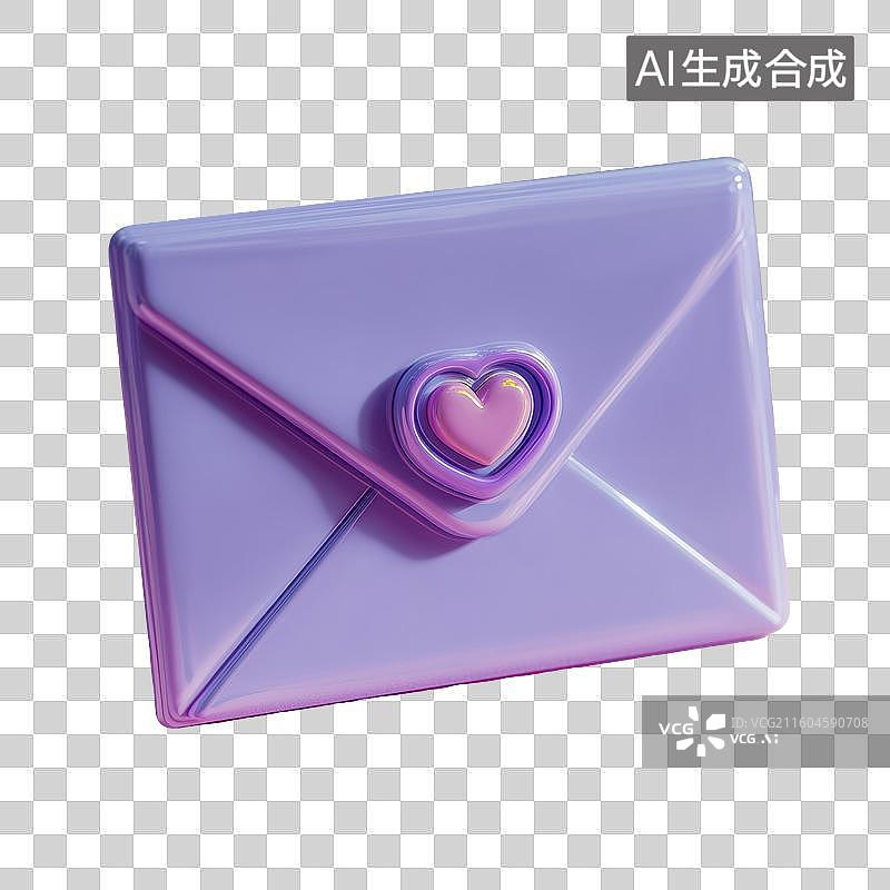 【AI数字艺术】紫罗兰信封3D图标图片素材