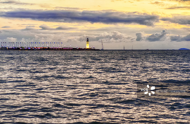 青岛情人坝晚霞场景图片素材