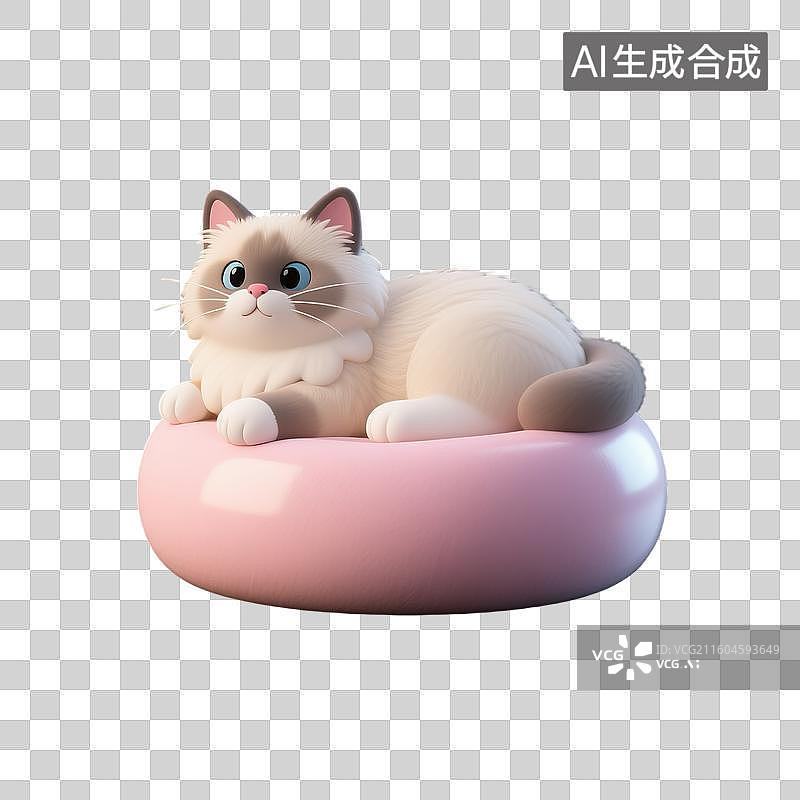【AI数字艺术】3d萌宠经济猫咪猫窝元素图片素材