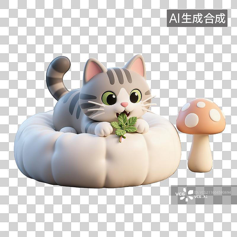 【AI数字艺术】3d萌宠经济猫咪猫窝元素图片素材