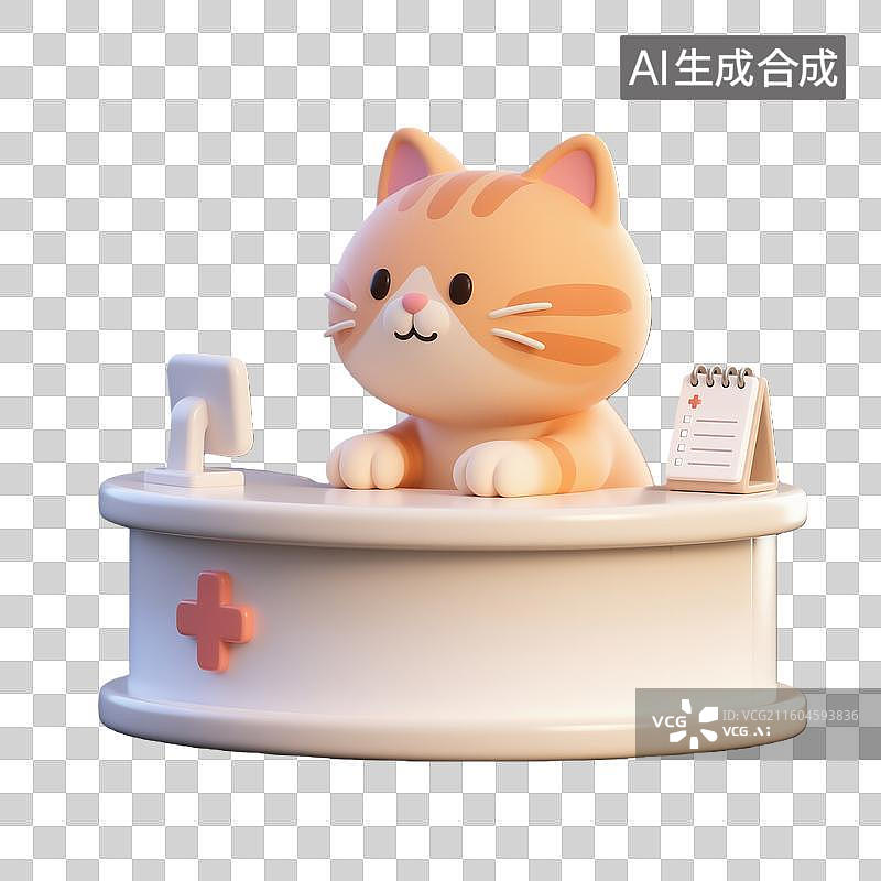 【AI数字艺术】3d萌宠经济猫咪医疗检查元素图片素材