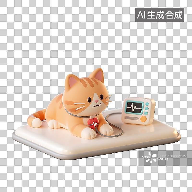【AI数字艺术】3d猫咪身体监测元素图片素材