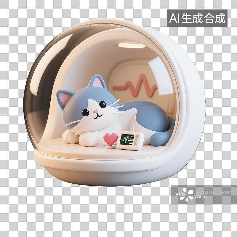 【AI数字艺术】3d猫咪身体监测元素图片素材