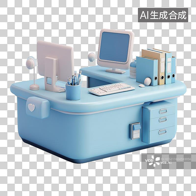 【AI数字艺术】医院前台3D场景图片素材