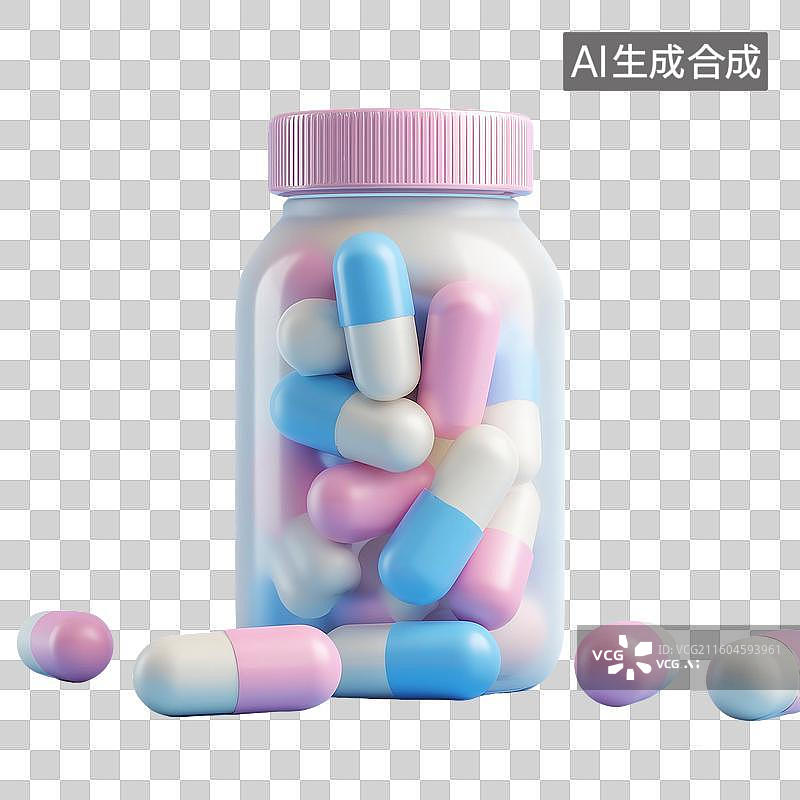 【AI数字艺术】药瓶胶囊3D图标图片素材
