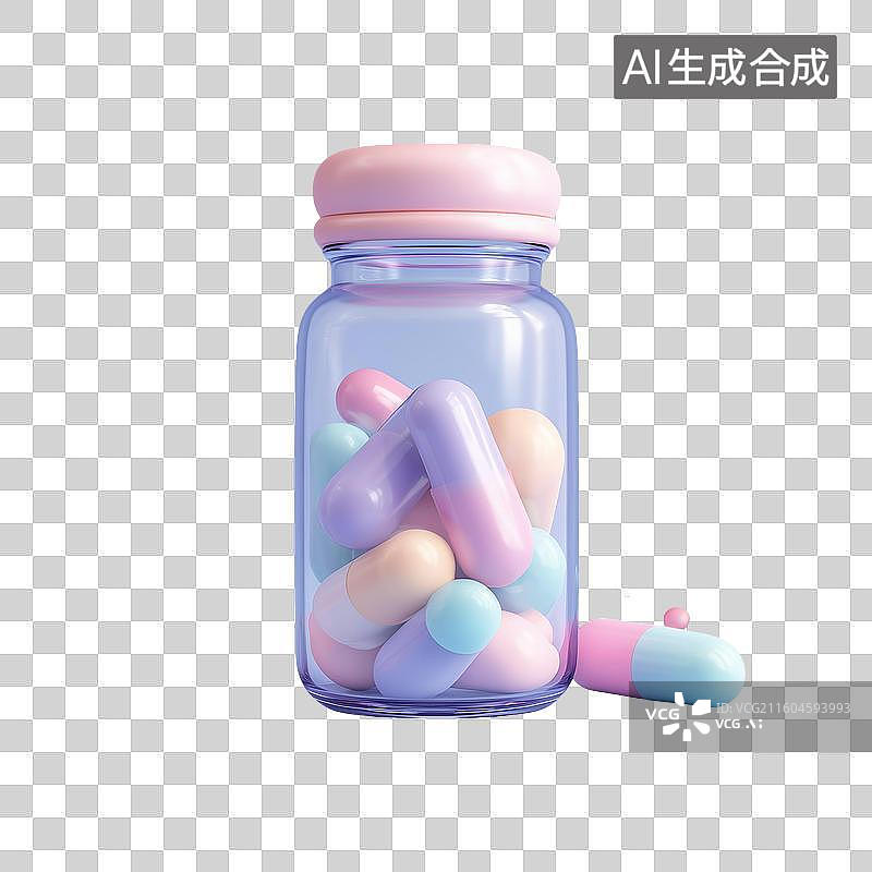 【AI数字艺术】药瓶胶囊3D图标图片素材