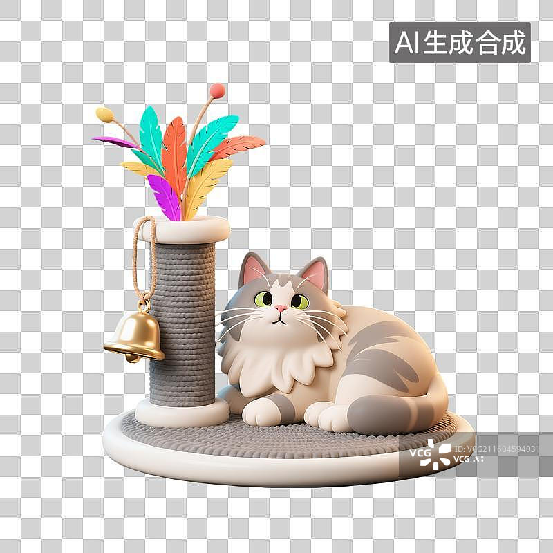 【AI数字艺术】3d萌宠经济猫咪玩耍元素图片素材