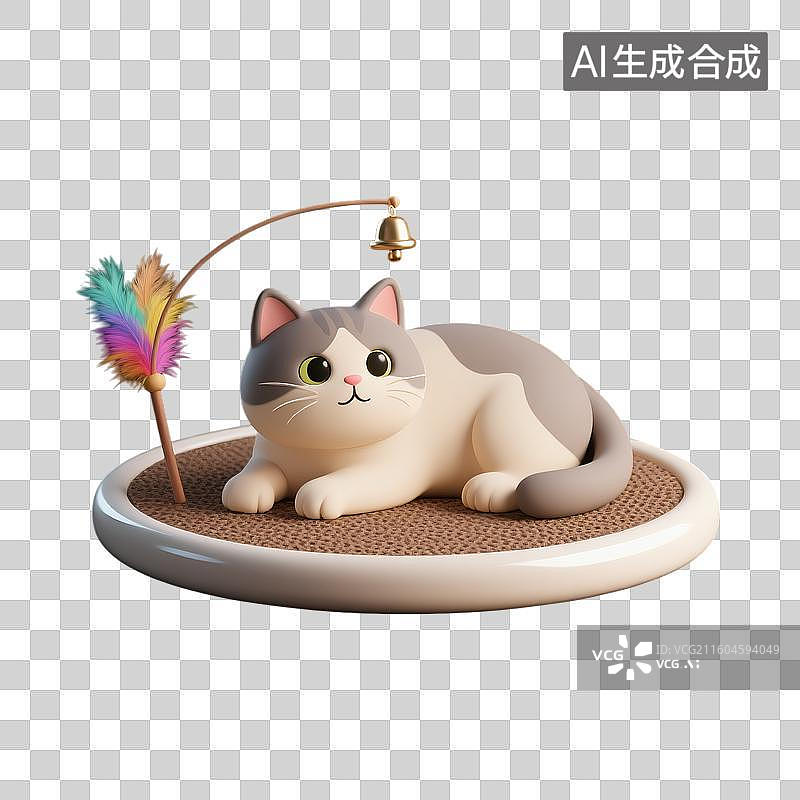 【AI数字艺术】3d萌宠经济猫咪玩耍元素图片素材