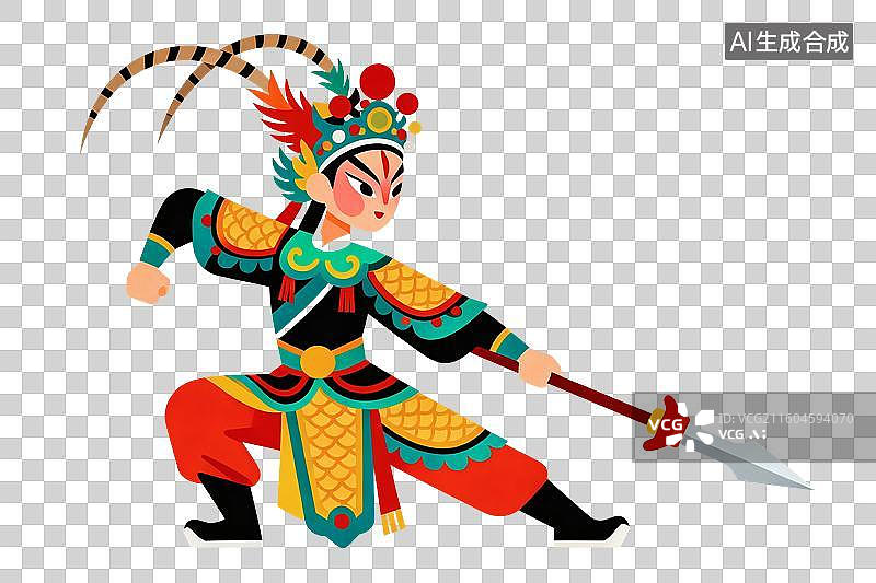 【AI数字艺术】卡通风格，川剧皮影戏PNG格式的免扣元素图片素材