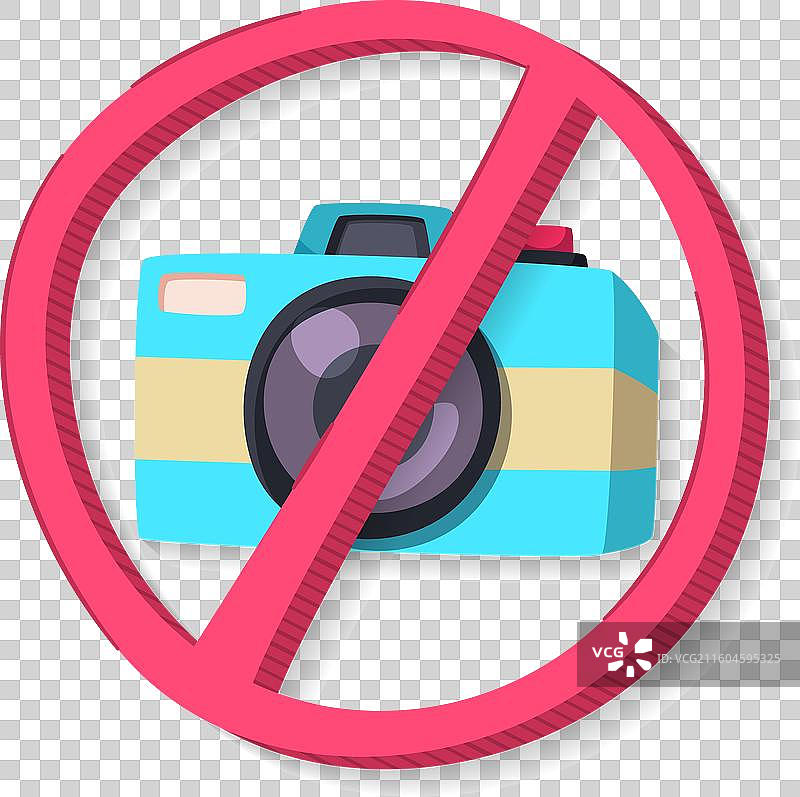 手绘扁平化设计禁止拍照标志图片素材