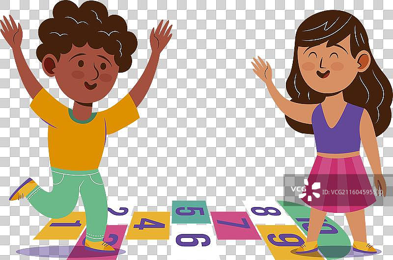 手绘扁平化设计跳房子图片素材