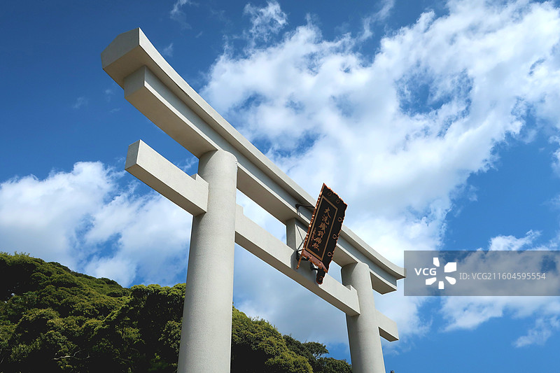 日本茨城县东茨城郡大洗町，大洗磯前神社的大鸟居图片素材