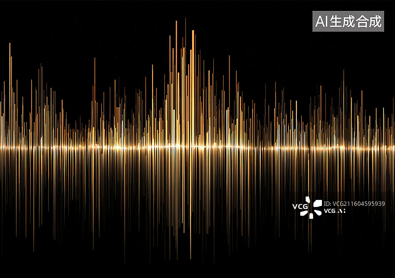 【AI数字艺术】金色声波图谱图片素材