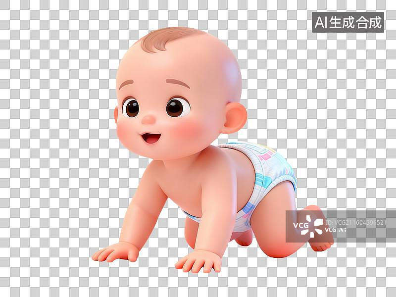 【AI数字艺术】3D卡通爬行的婴儿图片素材