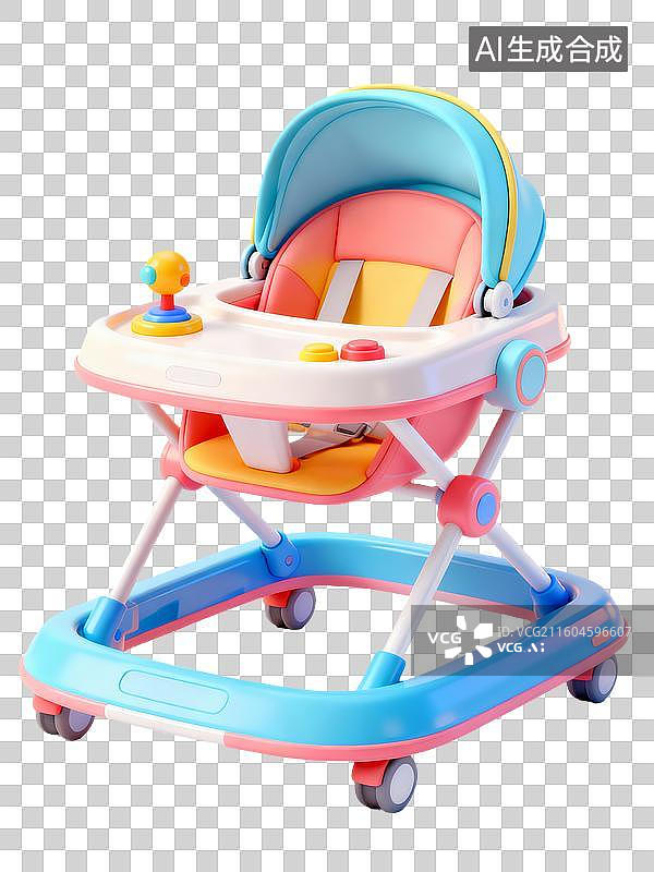 【AI数字艺术】3D卡通母婴元素学步车图片素材