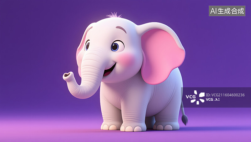 【AI数字艺术】3D卡通大象的三维渲染插画图片素材