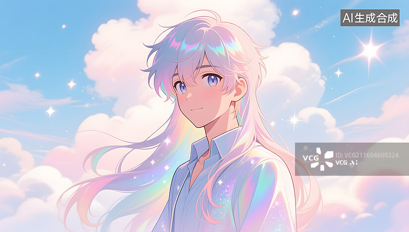 【AI数字艺术】二次元帅哥的壁纸插画背景图片素材