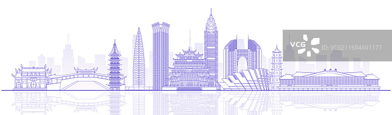 温州城市建筑科技现代矢量插画图片素材