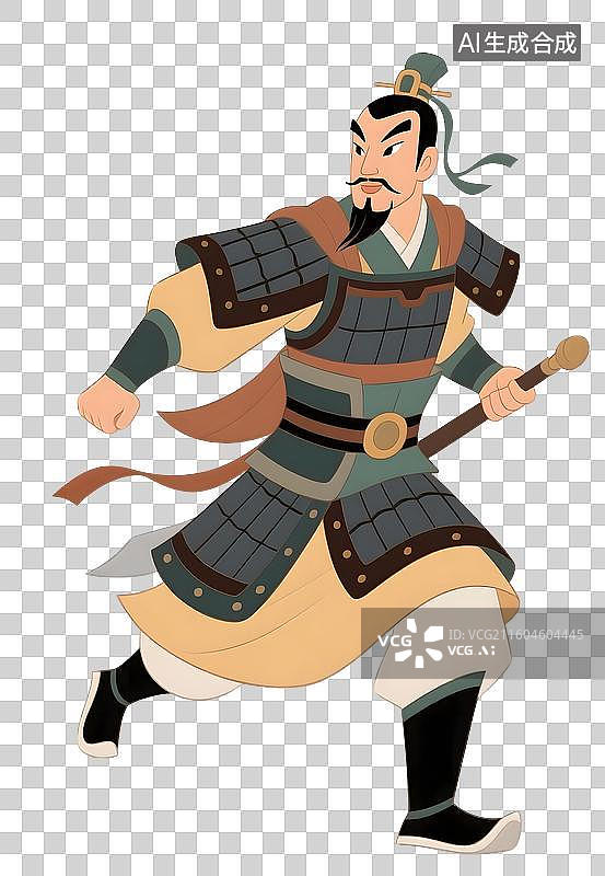 【AI数字艺术】AIGC：中国传统历史人物孙武手拿武器，插图插画，元素，免抠图形图片素材