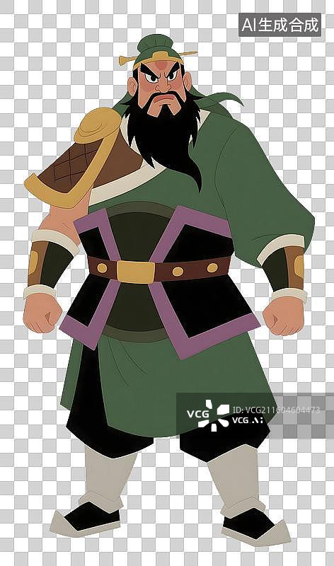 【AI数字艺术】AIGC：中国传统历史人物关羽，插图插画，设计元素，免抠图形图片素材