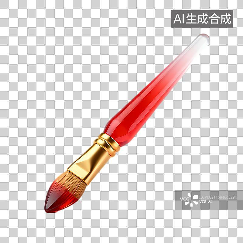 【AI数字艺术】红色艺术画笔带金色手柄图片素材
