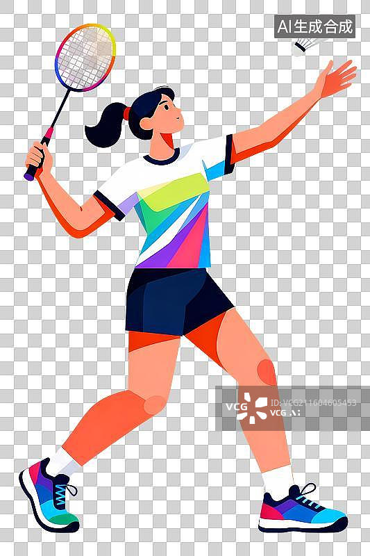 【AI数字艺术】打羽毛球运动人物插画图片素材