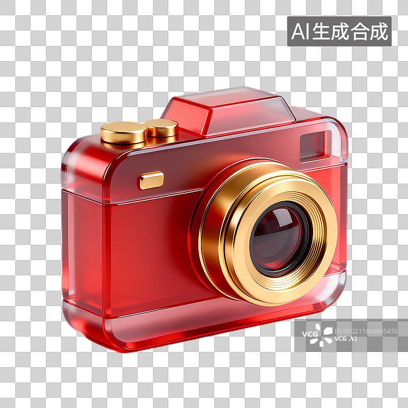 【AI数字艺术】红色透明质感相机图片素材