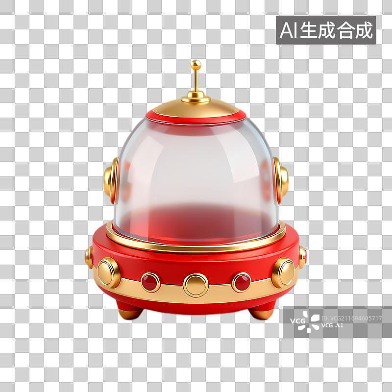 【AI数字艺术】红色金色太空头盔造型装饰品图片素材