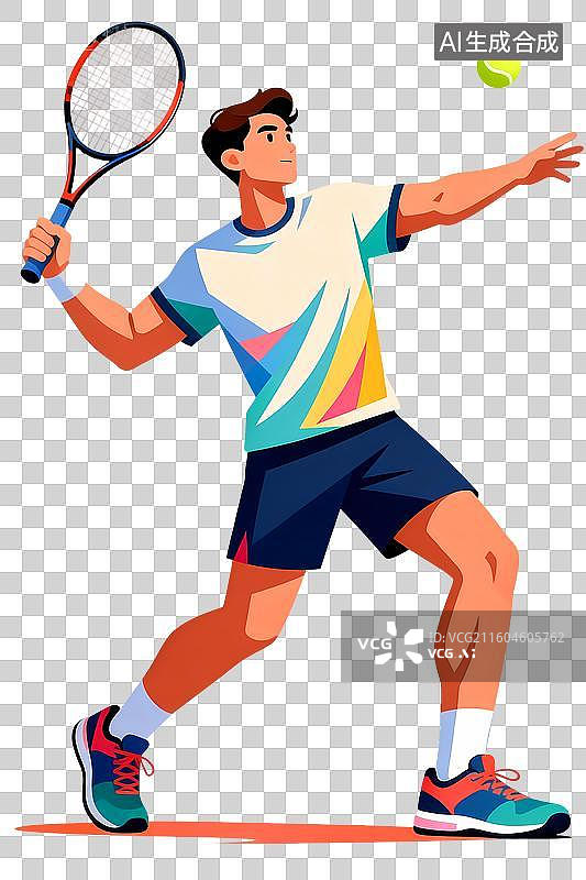 【AI数字艺术】打网球运动人物插画图片素材