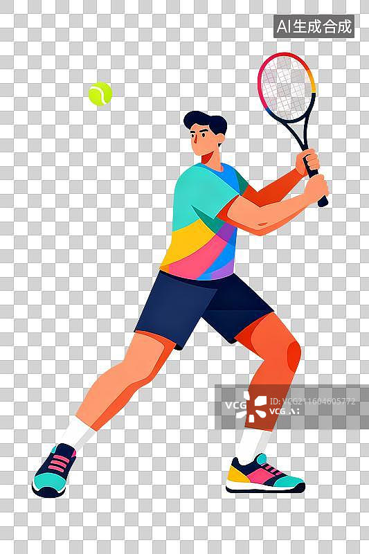 【AI数字艺术】打网球运动人物插画图片素材