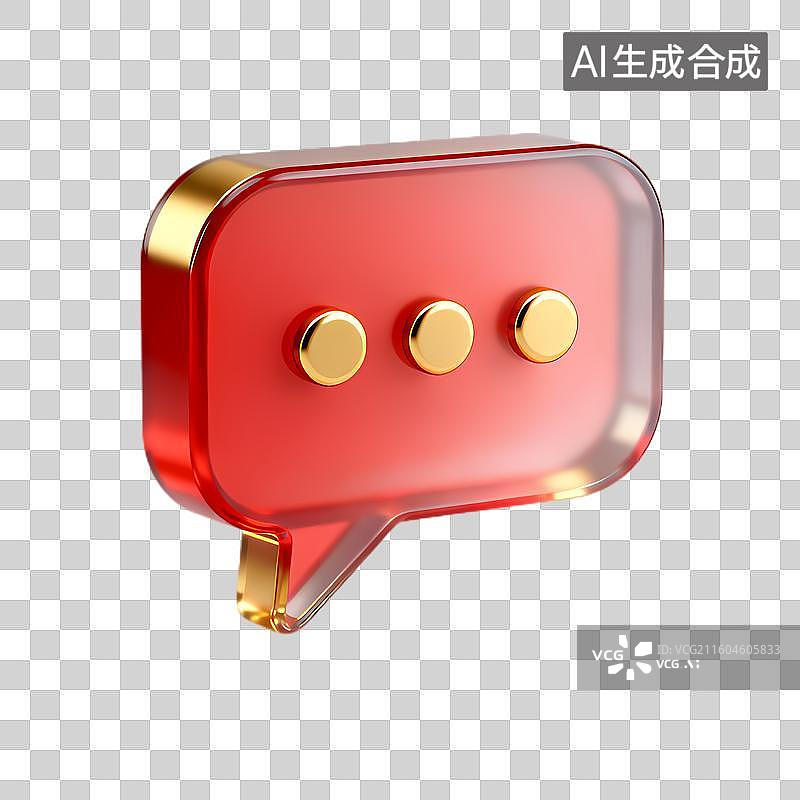 【AI数字艺术】红色带金饰三圆点气泡图标图片素材