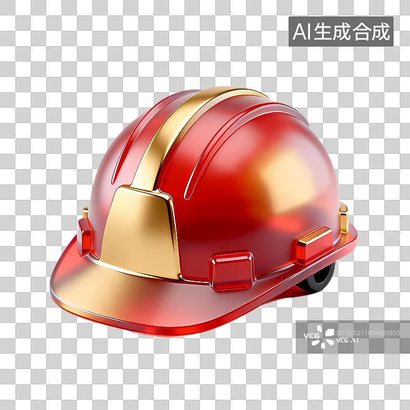 【AI数字艺术】红色金色闪亮安全帽图片素材