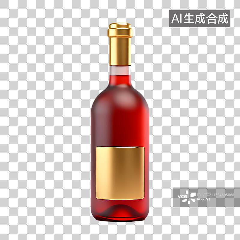 【AI数字艺术】一瓶带有金色标签的红酒图片素材