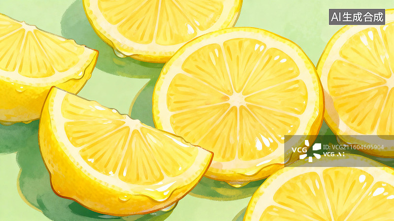 【AI数字艺术】切开的柠檬特写图片素材