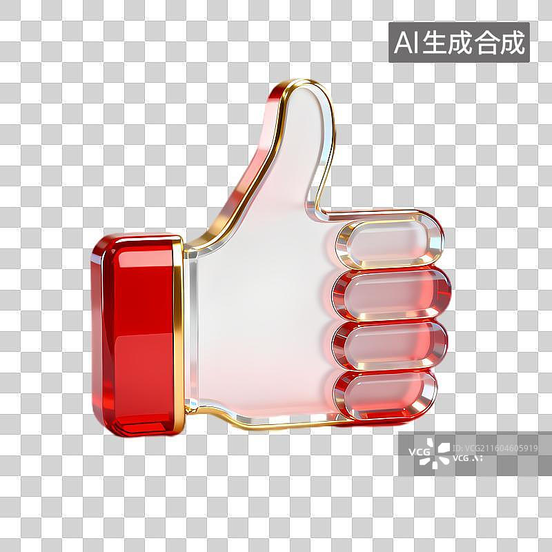 【AI数字艺术】3D渲染的点赞图标图片素材