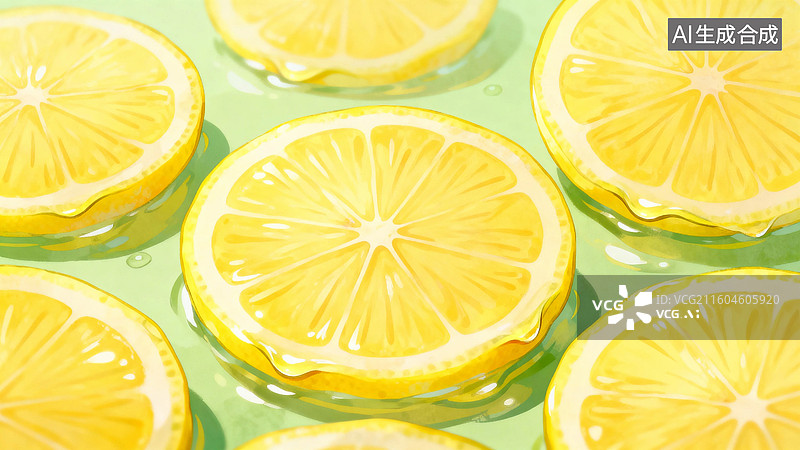 【AI数字艺术】柠檬切片特写图片素材