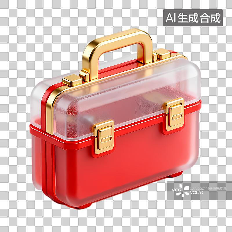 【AI数字艺术】红色透明急救医药箱图片素材