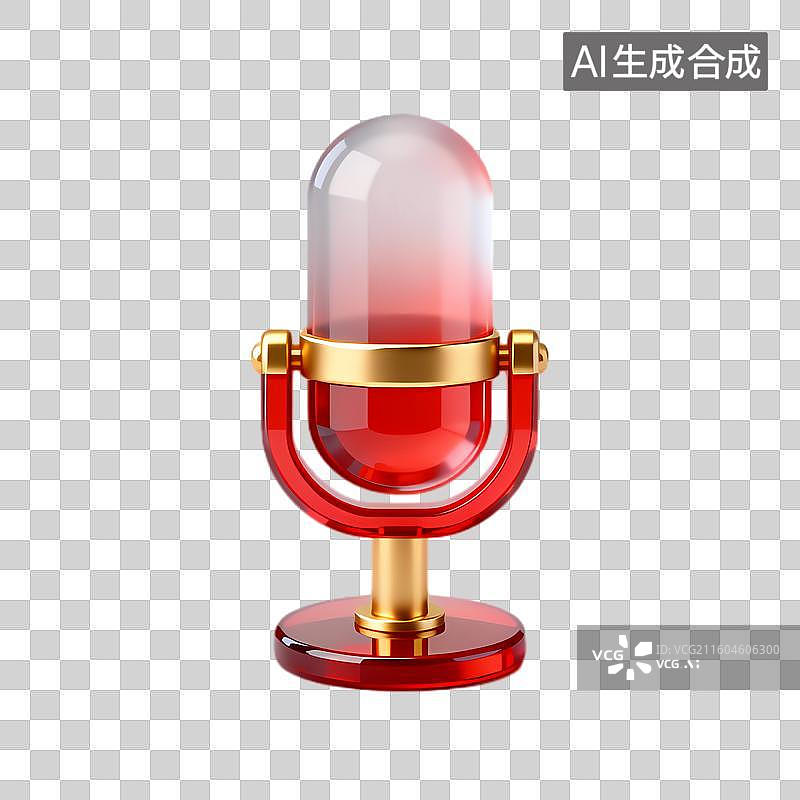 【AI数字艺术】红色金色现代麦克风图片素材